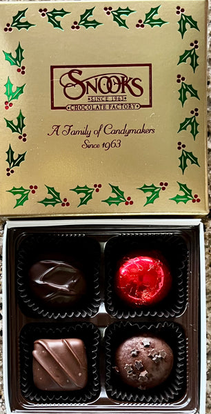 4 piece Chocolates & Truffles Holly Berry Box